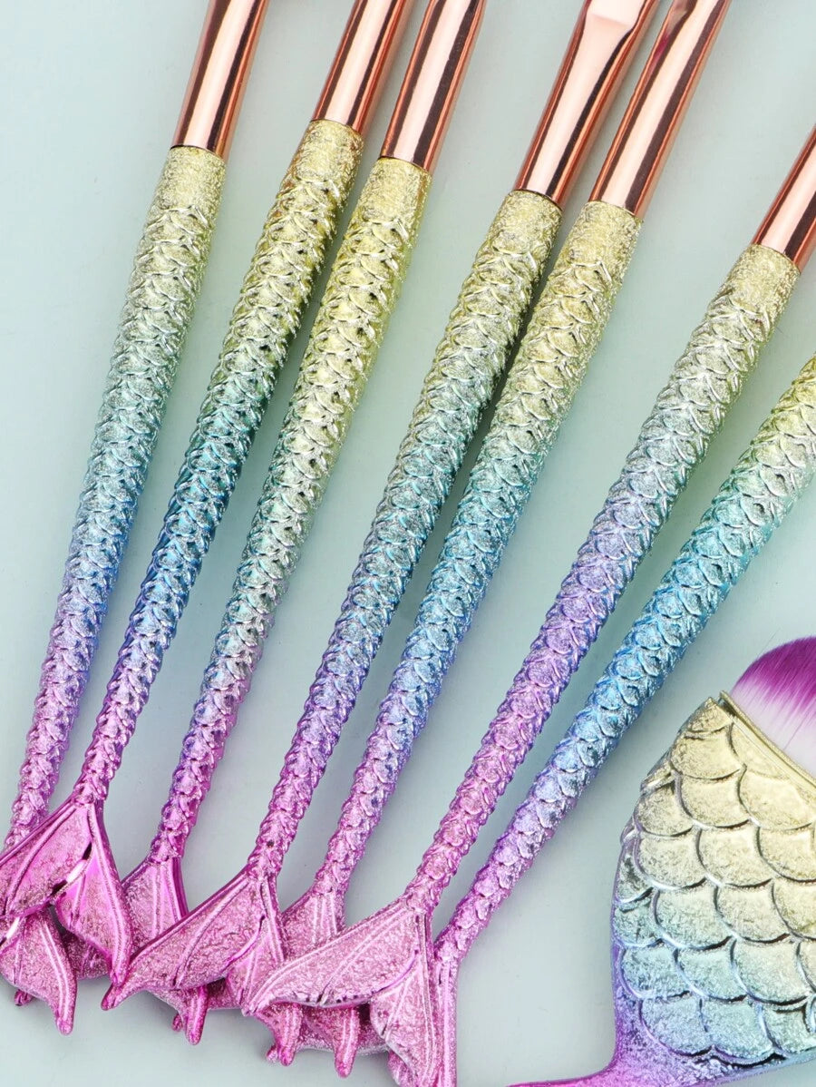 Multicolor Mermaid Makeup Brush Kit