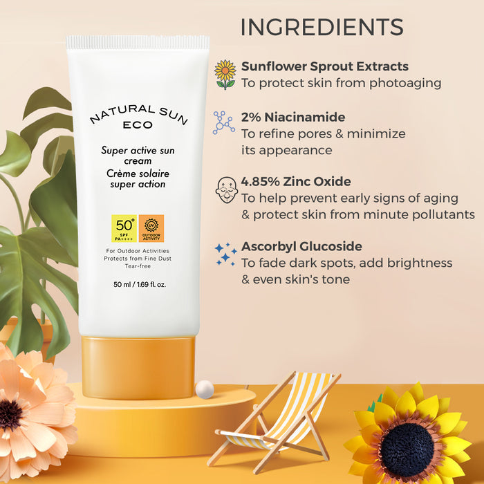 The Face Shop: Natural Sun Eco Super Active Sun Cream SPF50+ PA++++ 50ml